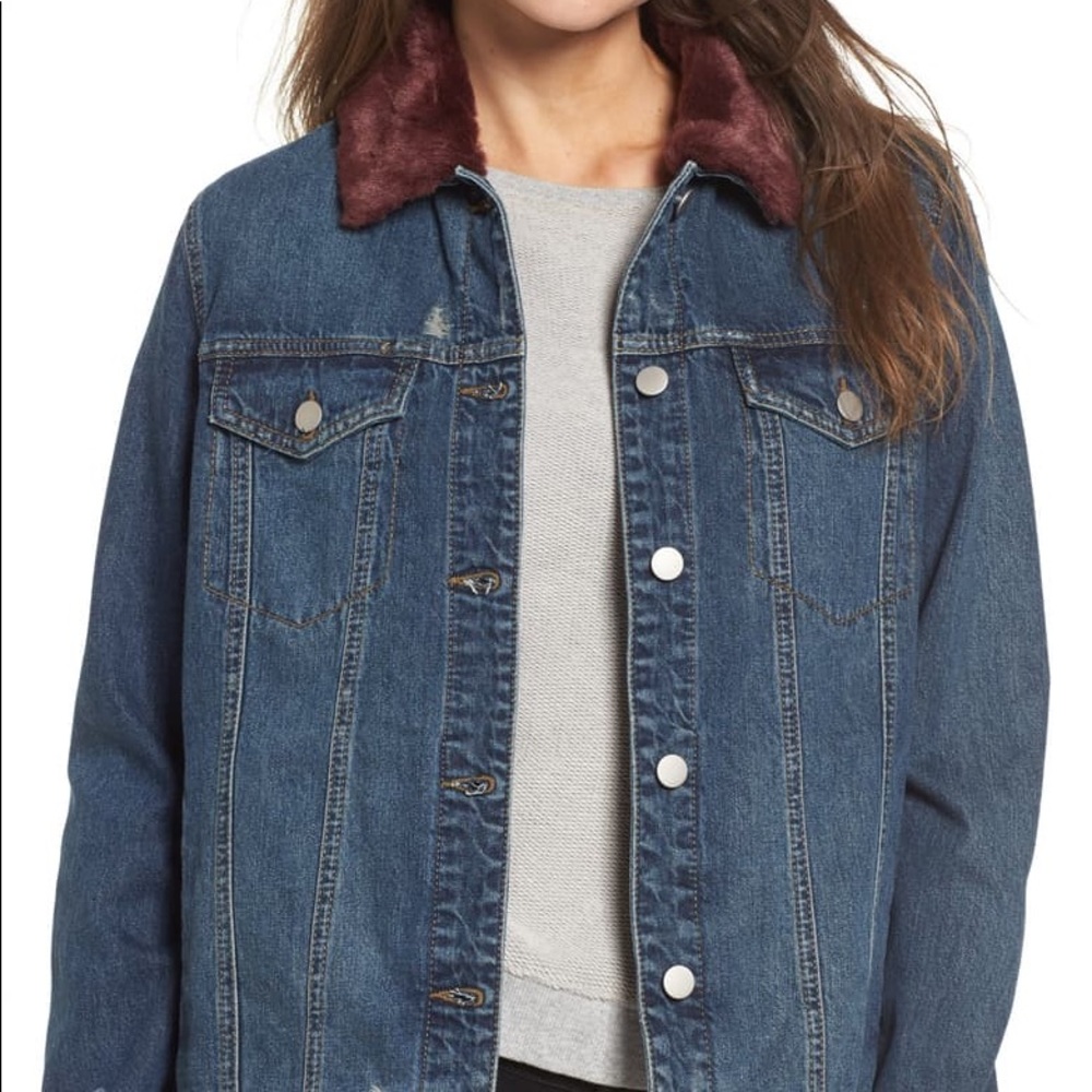 Nordstrom BP Jean jacket with fur collar